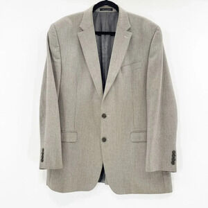 Vintage Suit Jacket Mens Size 44 Gray Two Button Notch Lapel Pocket Career Forma